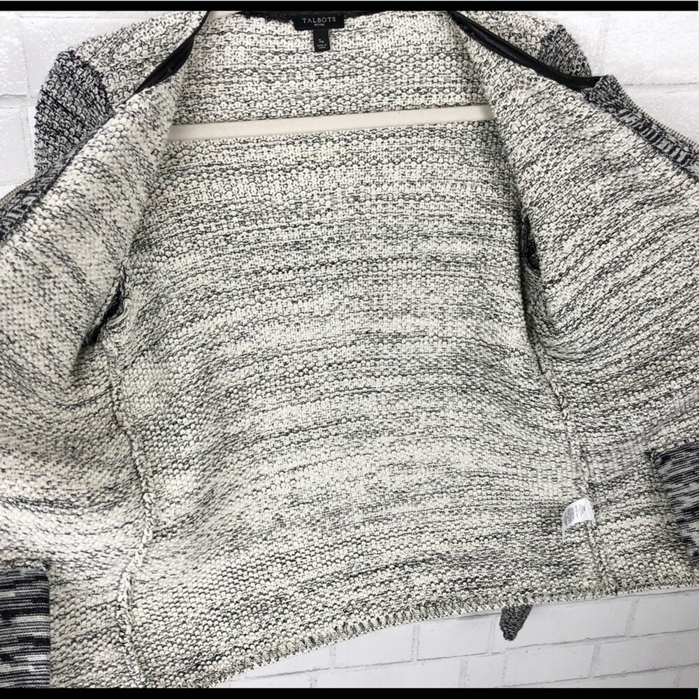 Talbots Tweed Color Block Zip Up Jacket Cardigan … - image 3